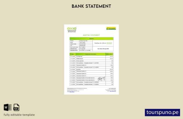 listo para imprimir India Karur Vysya banco estado de cuenta plantilla de versió